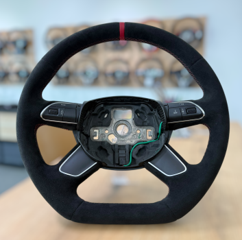 Handgefertigter Lenkradbezug im Design A678, gefertigt für Audi A3 8V, A4 8K, Q3 8U