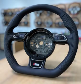 Preview: Handgefertigter Lenkradbezug im Design A679, gefertigt für Audi A3, A4, A6 4G, A8, Q3, Q7