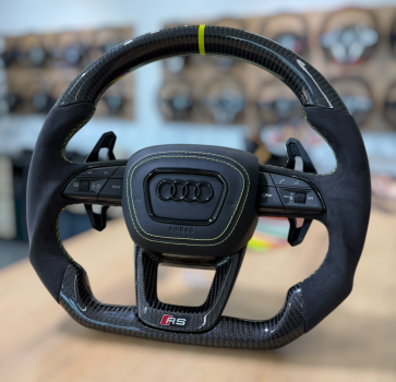 Carbon Lenkrad neu bezogen für Audi, hochwertige Carbon-Bekleidung oben und unten, handwerklich verarbeitet