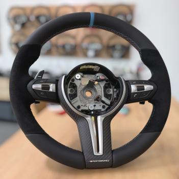 Preview: Hochwertiger Lederbezug für das Lenkrad von BMW 1er, 3er, 4er und M2, M3, M4, Design A663