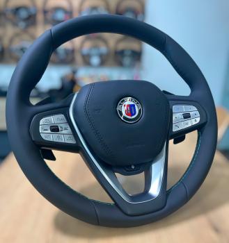 Preview: Hochwertiger Lederbezug für das Lenkrad von BMW 5er, 6er GT, 7er, X3 und Alpina, Design A683