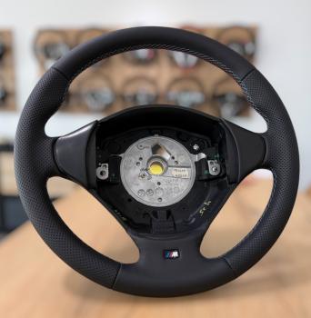 Preview: Hochwertiges Lederlenkrad passend für BMW Klassiker 3er, 5er, 7er und Z3 Roadster, vollständig neu bezogen, Design A706
