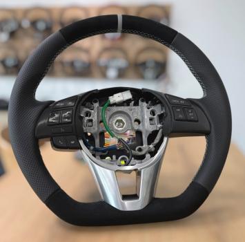 Neu bezogenes Multifunktionslenkrad passend für Mazda 3, 6, CX3 und CX5, Design A651, hochwertige Optik