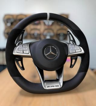 Preview: Hochwertiges Lederlenkrad passend für Mercedes C-Klasse, A-Klasse und A53 AMG, Design A716