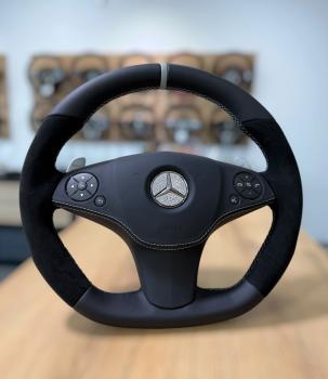 Preview: Hochwertiges Lederlenkrad passend für Mercedes SLK, SL, CLS, C-Klasse und AMG Modelle, Design A718