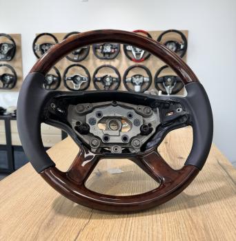 Preview: Mercedes W221 W216 Holz Leder Lenkrad neu beziehen Design L537