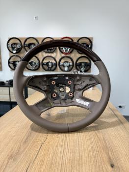 Preview: Mercedes W221 W216 Holz Leder Lenkrad neu beziehen Design L538