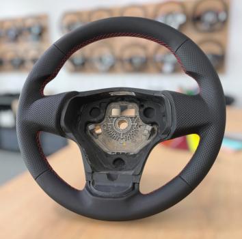 Preview: Handgefertigter Lenkradbezug im Design A665, gefertigt für Opel Corsa D OPC, Zafira B und Vectra C