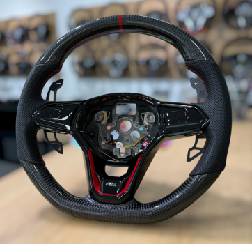 Preview: Handwerklich neu bezogenes Multifunktionslenkrad für sportliche Golf 8 Modelle, Design A640