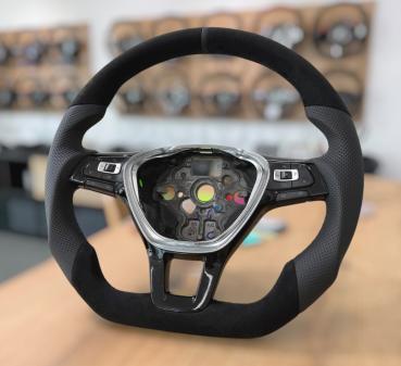 Preview: Handgefertigter Lenkradbezug im Design A662, gefertigt für VW Golf 7 GTI, GTD, Touran und Arteon