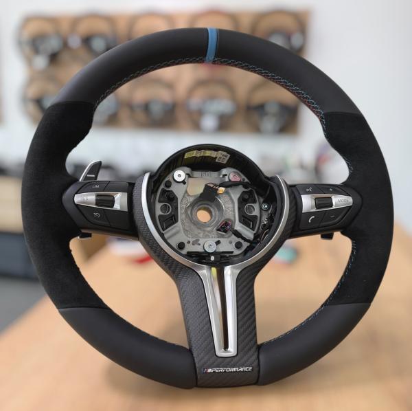 Hochwertiger Lederbezug für das Lenkrad von BMW 1er, 3er, 4er und M2, M3, M4, Design A663