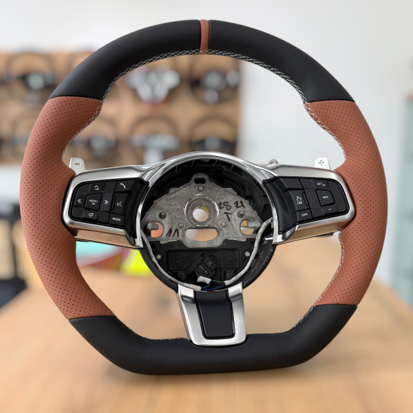 Neu bezogenes Sportlenkrad passend für den Jaguar F-Type, Design A660, sportliche Optik