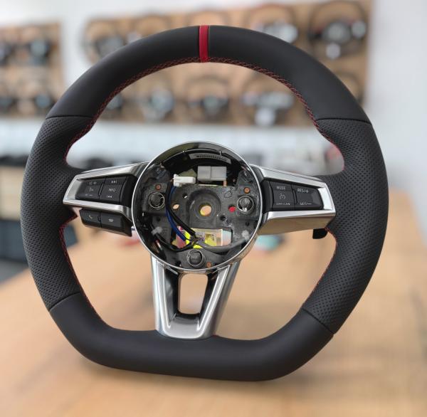 Aufwendig in Handarbeit neu bezogenes Tauschlenkrad für Mazda MX-5 NC, ND und RF, Design A658