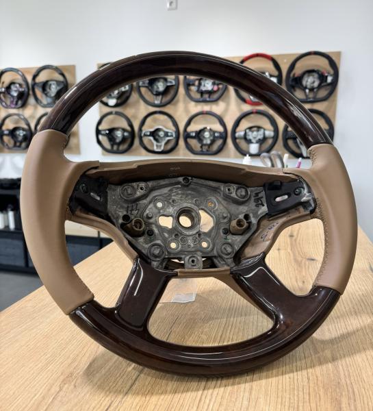 Mercedes W221 W216 Holz Leder Lenkrad neu beziehen Design L534
